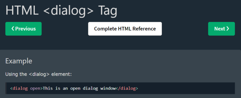 Penggunaan dan Penjelasan Tags HTML dialog